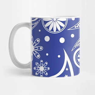 Mandala Pattern Blue and White Halloween Fall Autumn Season Mug